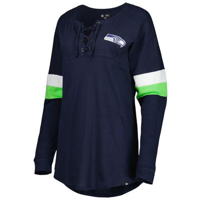 Shop New Era College Navy Seattle Seahawks Athletic Varsity Lightweight Lace-up Long Sleeve T-shirt
