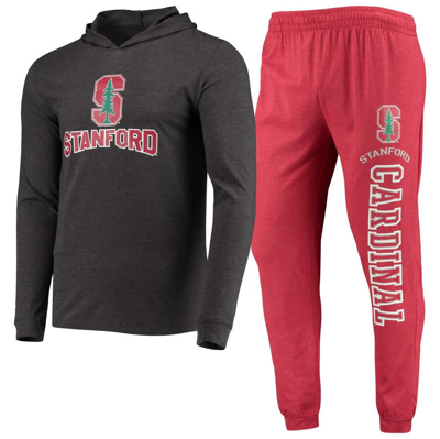 Shop Concepts Sport Cardinal/heather Charcoal Stanford Cardinal Meter Long Sleeve Hoodie T-shirt & Jogger