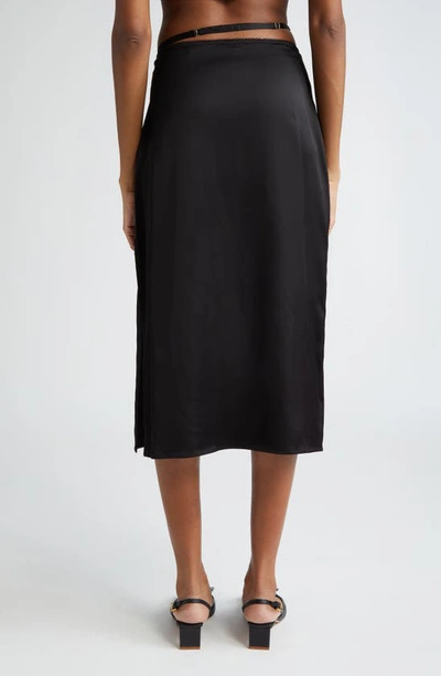 Shop Jacquemus La Jupe Notte Satin Midi Skirt In Black