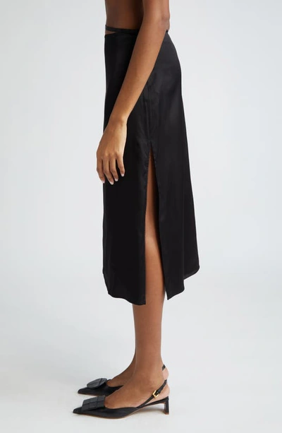 Shop Jacquemus La Jupe Notte Satin Midi Skirt In Black