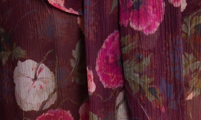 Shop Paige Katya Floral Silk Top In Black Cherry Multi
