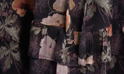 Shop Paige Heirloom Floral Print Long Sleeve Silk Dress In Obsidian Multi