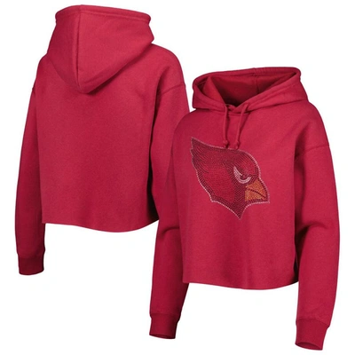 Shop Cuce Cardinal Arizona Cardinals Crystal Logo Cropped Pullover Hoodie