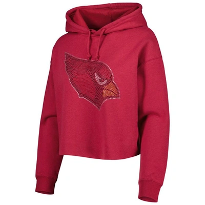 Shop Cuce Cardinal Arizona Cardinals Crystal Logo Cropped Pullover Hoodie