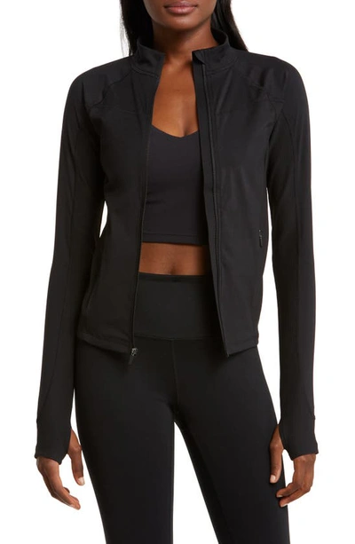 Shop Lacoste Rib Panel Zip Jacket In Black