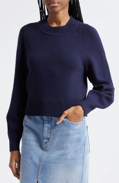 Shop Isabel Marant Leandra Merino Wool & Cashmere Crewneck Sweater In Midnight