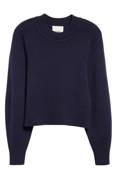 Shop Isabel Marant Leandra Merino Wool & Cashmere Crewneck Sweater In Midnight