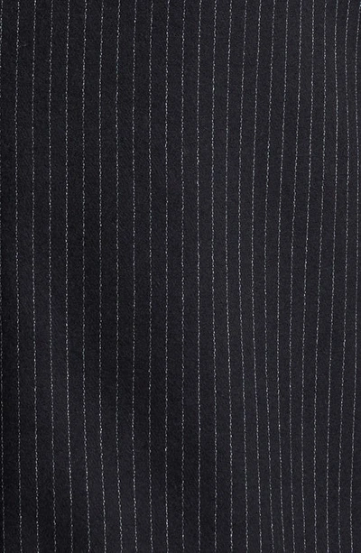 Shop Saint Laurent Metallic Pinstripe Wool Blend Skirt In Noir/ Argent