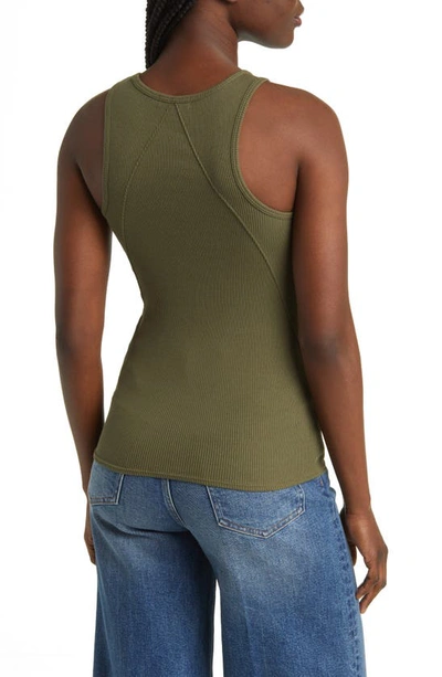 Shop Rag & Bone The Essential Rib Organic Pima Cotton Blend Tank In Olive Nigh