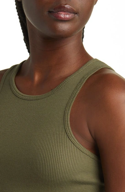 Shop Rag & Bone The Essential Rib Organic Pima Cotton Blend Tank In Olive Nigh