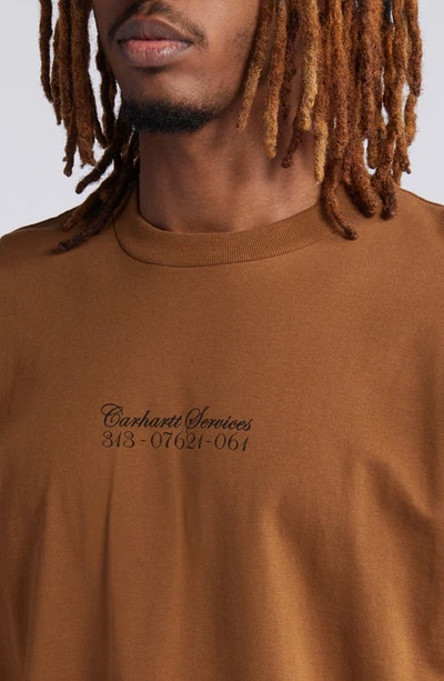 Shop Carhartt Safety Pin Long Sleeve Organic Cotton Graphic T-shirt In Hamilton Brown / Black