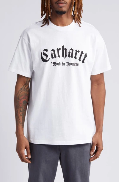 Shop Carhartt Onyx Logo Organic Cotton Graphic T-shirt In White / Black