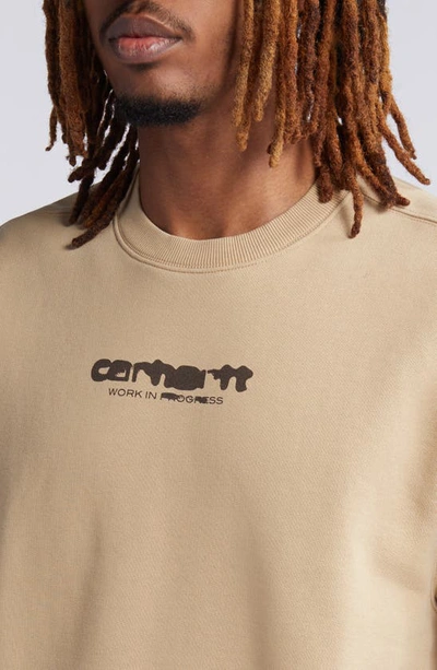 Shop Carhartt Ink Bleed Graphic Cotton Sweatshirt In Sable / Tobacco Stone Washed