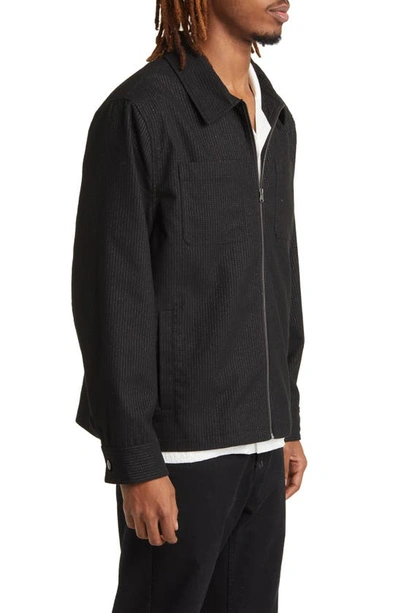Shop Saturdays Surf Nyc Flores Pinstripe Twill Suiting Shirt Jacket In Black