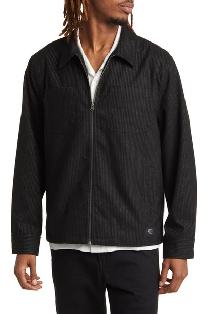 Shop Saturdays Surf Nyc Flores Pinstripe Twill Suiting Shirt Jacket In Black