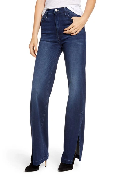 Shop Mother The Hustler Sidewinder High Waist Slit Hem Bootcut Jeans In Tongue And Chic