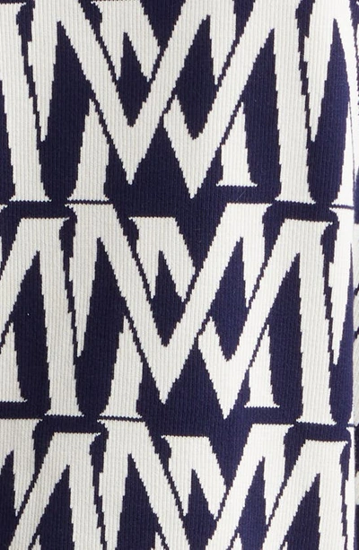 Shop Moncler Logo Jacquard Crewneck Sweater In Print M Allover White/ Navy