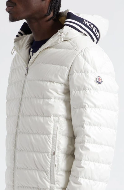 Moncler Cornour Quilted Full Zip Hooded Down Jacket In Silk White