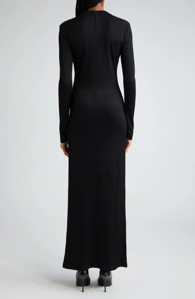 Shop Area Star Stud Plunge Neck Long Sleeve Dress In Black