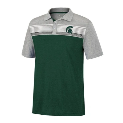 Shop Colosseum Green/heather Gray Michigan State Spartans Caddie Lightweight Polo