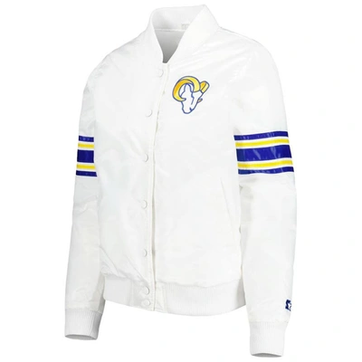 Shop Starter White Los Angeles Rams Line Up Satin Full-snap Varsity Jacket