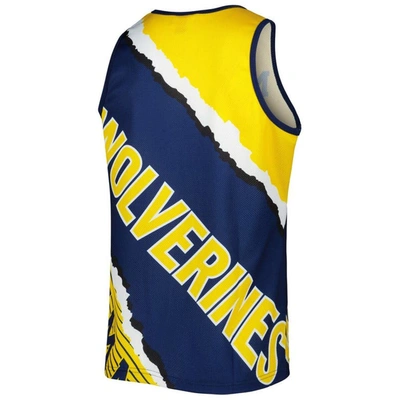 Shop Mitchell & Ness Navy/maize Michigan Wolverines Jumbotron 2.0 Sublimated Tank Top