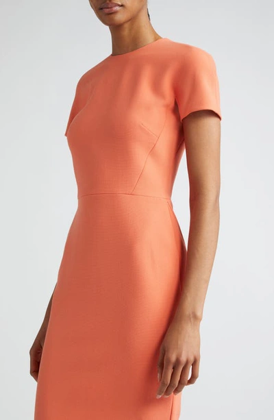 Shop Victoria Beckham Crepe Sheath Dress In Papaya