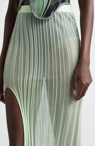 Shop Ph5 Aster Pleated Sheer Organza Skirt In Honey Dew