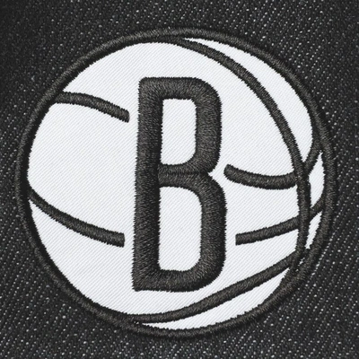 The Wild Collective Black Brooklyn Nets Patch Denim Button-up Jacket In Black