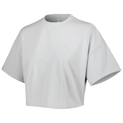 Shop Lusso Gray Boston Celtics Nola Faded Tonal Cropped T-shirt
