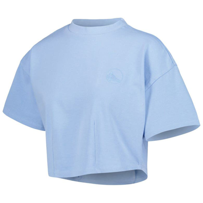 Shop Lusso Light Blue Golden State Warriors Nola Faded Tonal Cropped T-shirt