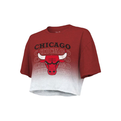 Shop Majestic Threads Red/white Chicago Bulls Repeat Dip-dye Cropped T-shirt