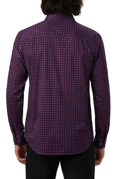 Shop Bugatchi James Ooohcotton® Floral Button-up Shirt In Plum