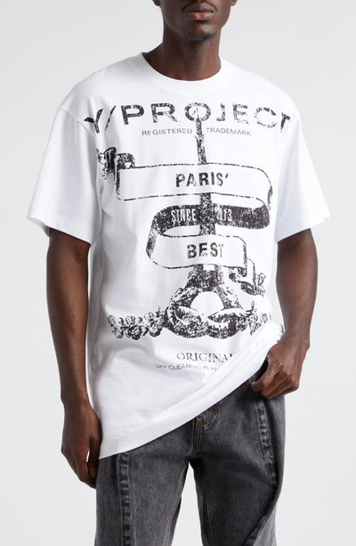 Shop Y/project Evergreen Paris' Best Organic Cotton Graphic T-shirt In Evergreen White