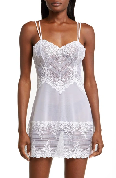 Shop Wacoal 'embrace' Lace & Mesh Chemise In Delicious White