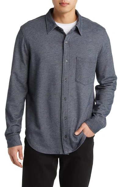 Shop Citizens Of Humanity Channing Knit Button-up Shirt In Navy Melange