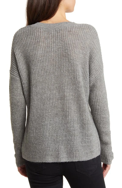 Shop Madewell Ribbed Crewneck Sweater In Heather Pewter