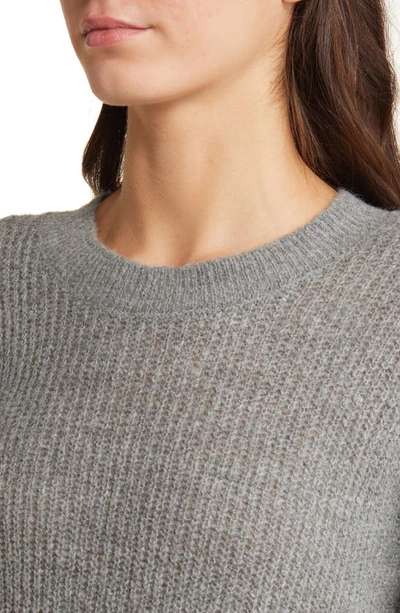 Shop Madewell Ribbed Crewneck Sweater In Heather Pewter