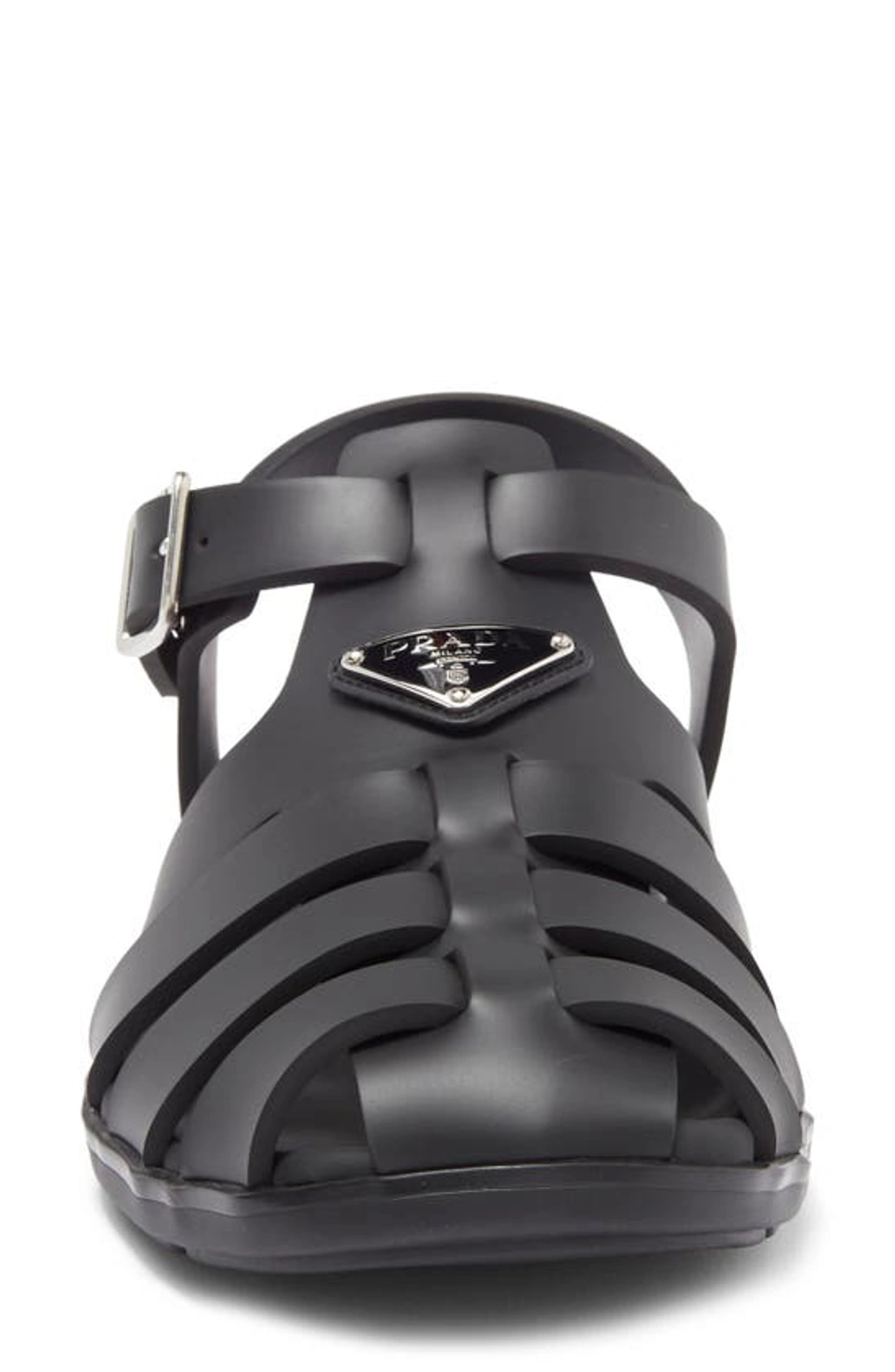 Prada Logo Soft Project Sandals In Black | ModeSens
