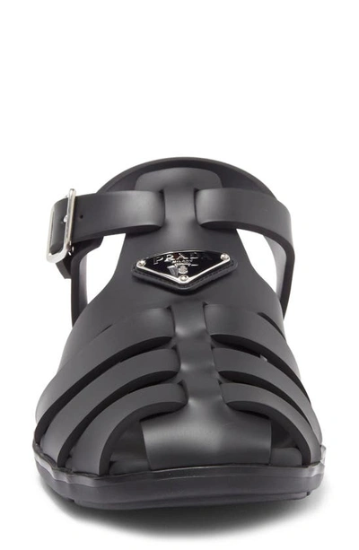 Prada Black Rubber Sandals With Tech Straps And Buckle Closure In Nero