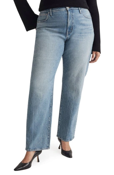 Shop Madewell The '90s Creased High Waist Straight Leg Jeans In Rondell Wash