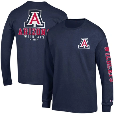 Shop Champion Navy Arizona Wildcats Team Stack Long Sleeve T-shirt