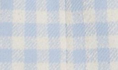 Shop Balmain Gingham Tweed Trapeze Skirt In Slj Pale Blue/ White