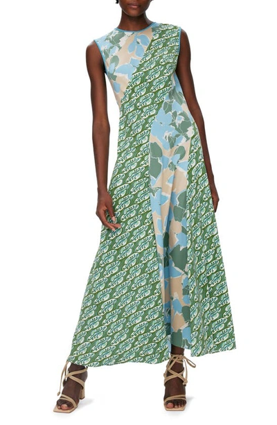 Shop Diane Von Furstenberg Cory Floral Sleeveless Maxi Dress In E Floral Multi Ceru/ Seedling