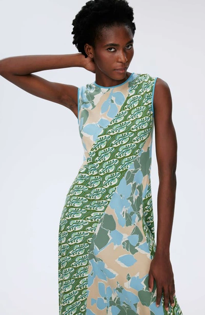 Shop Diane Von Furstenberg Cory Floral Sleeveless Maxi Dress In E Floral Multi Ceru/ Seedling