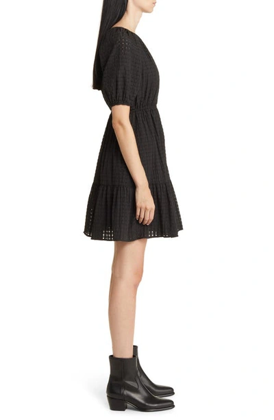 Shop Rails Khloe Puff Sleeve Seersucker Dress In Black Seersucker