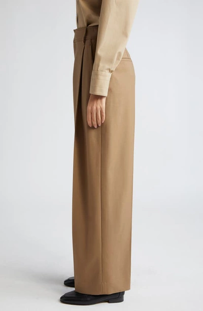 Shop Maria Mcmanus Pleat Front Organic Cotton Trousers In Toffee