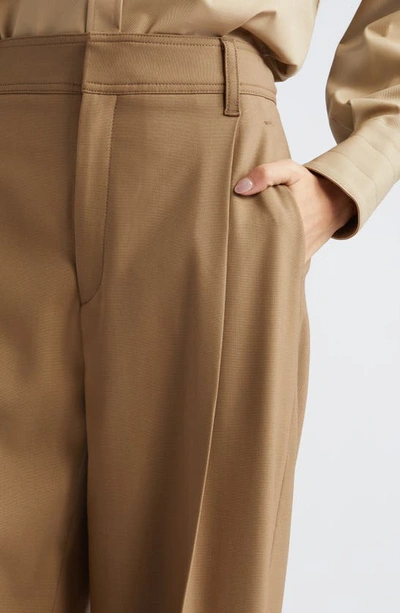 Shop Maria Mcmanus Pleat Front Organic Cotton Trousers In Toffee