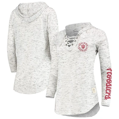 Shop Pressbox Gray Indiana Hoosiers Space Dye Lace-up V-neck Long Sleeve T-shirt