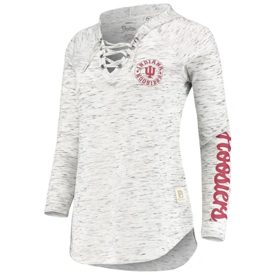 Shop Pressbox Gray Indiana Hoosiers Space Dye Lace-up V-neck Long Sleeve T-shirt